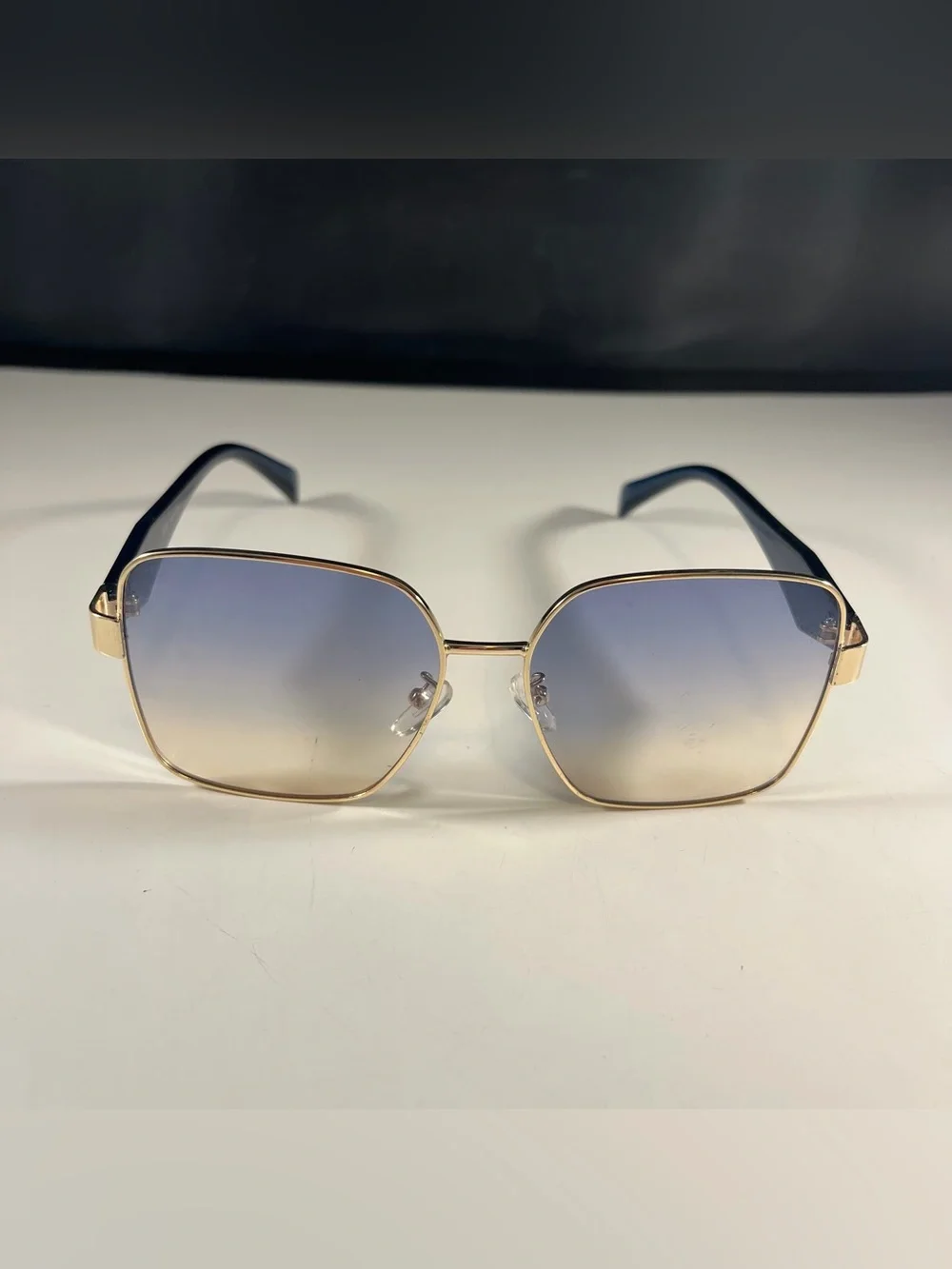John Varvatos Gold Trim Blue Square Eyeglasses Frames